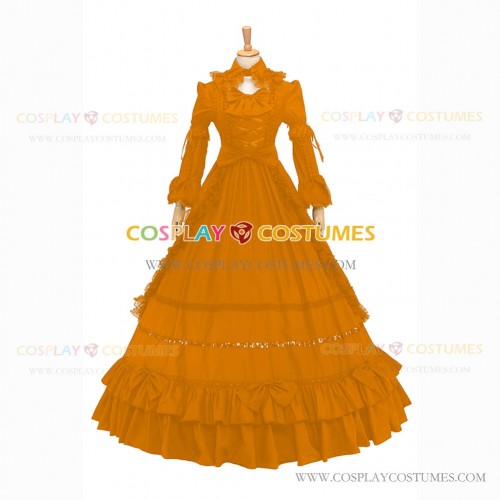 Marie Antoinette Reenactment Lolita Yellow Ruffle Evening Ball Gown Dress