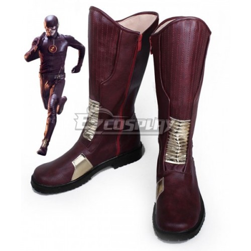 DC Comics The Flash Barry Allen Dark Red Shoes Cosplay Boots