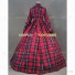 Reenactment Civil War Tartan Dress Witch Antique Gown Red