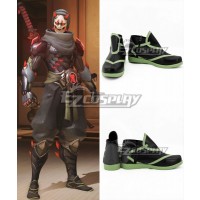 Overwatch OW Genji Shimada Oni Black Cosplay Shoes