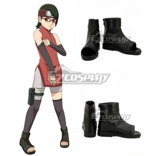 Boruto Naruto The Movie Sarada Uchiha Black Shoes Cosplay Boots