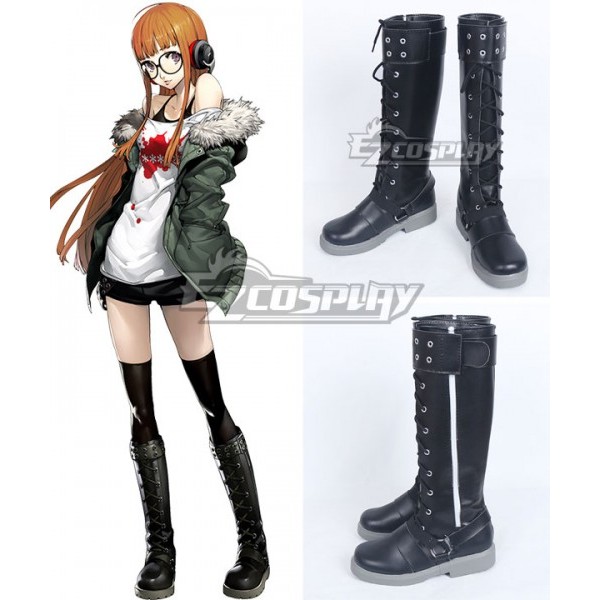 Persona 5 Navi Futaba Sakura Black Shoes Cosplay Boots