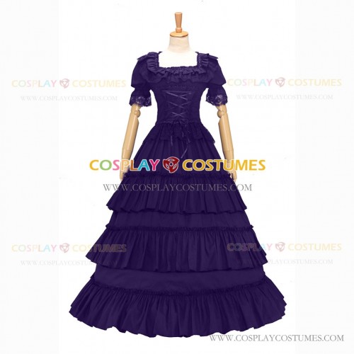 Reenactment Civil War Lace Lolita Recoco Layered Purple Ball Gown Dress