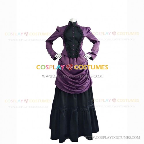 Gothic French Bustle Formal Dress Colonial Theatrical Premium Quality Costume Purple