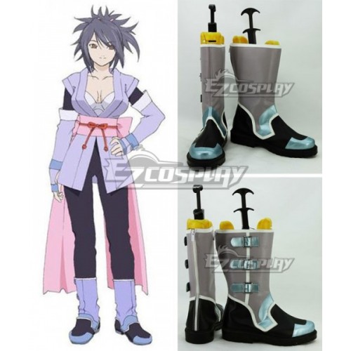 Tales of Symphonia Sheena Fujibayashi Gray Green Black Cosplay Shoes