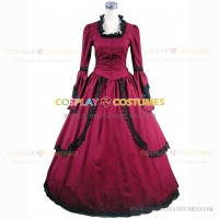 Marie Antoinette Royal Queen Renaissance Dress Evening Gown Wine