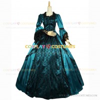 Victorian Lady Queen Colonial Princess Fairytale Dress Lace Ball Gown Emerald