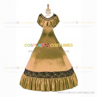 Civil War Victorian Rococo Lolita Armelloses Kleid Evening Gown Yellow Dress