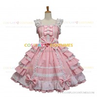 Super Cute Sweet Love Lolita Baby Pink Tiered Lace Dress for Ladies