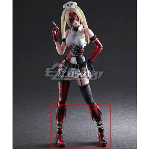 DC Comics Variant Play Arts Kai Designed By Tetsuya Nomura Harley Quinn Black Red Shoes Cosplay Boots