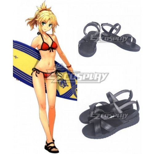 Fate Grand Order Fate Apocrypha Saber Mordred Swimsuit Black Cosplay Shoes