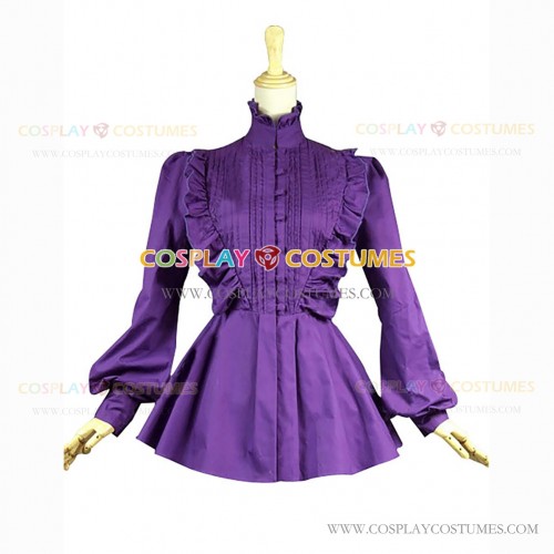 Elegant Victorian Style Blouse Ruffle Reenactment Blouse Purple