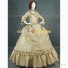 Victorian Layered Bustle Reenactment Masquerade Gown Solid Color Dress Beige