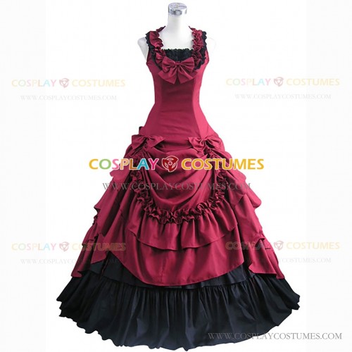 Victorian Southern Belle Little Women Ball Gown Prom Dress Wine