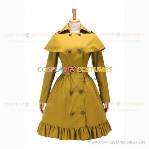 Classic Victorian Gothic Cape Coat Reenactment Dark Yellow Dress
