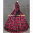 Reenactment Civil War Tartan Dress Witch Antique Gown Red