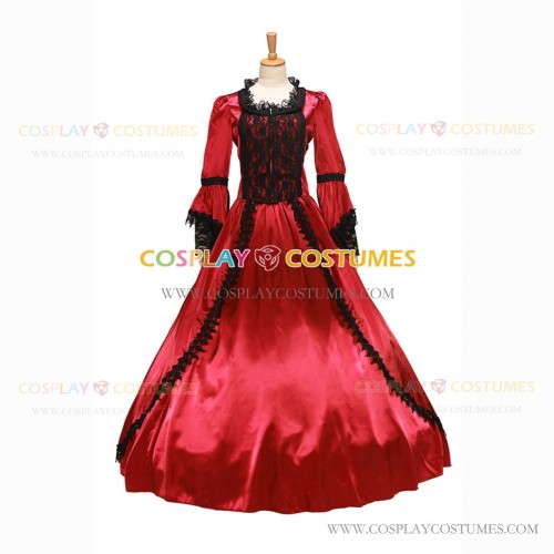 Marie Antoinette Renaissance Period Reenactment Red Lace Dress Ball Gown