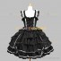 Classic Gothic Lolita Black Dress with White Stripes Ladies Fantasy Tiered Dress Punk Lolita