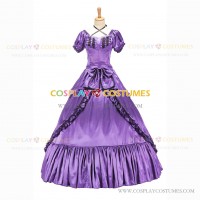 Reenactment Victorian Scarlett O'Hara Rococo Light Purple Ball Gown Dress