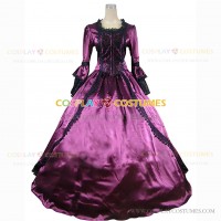 Deluxe Renaissance Queen Elizabeth I Medieval Satin Dress Purple